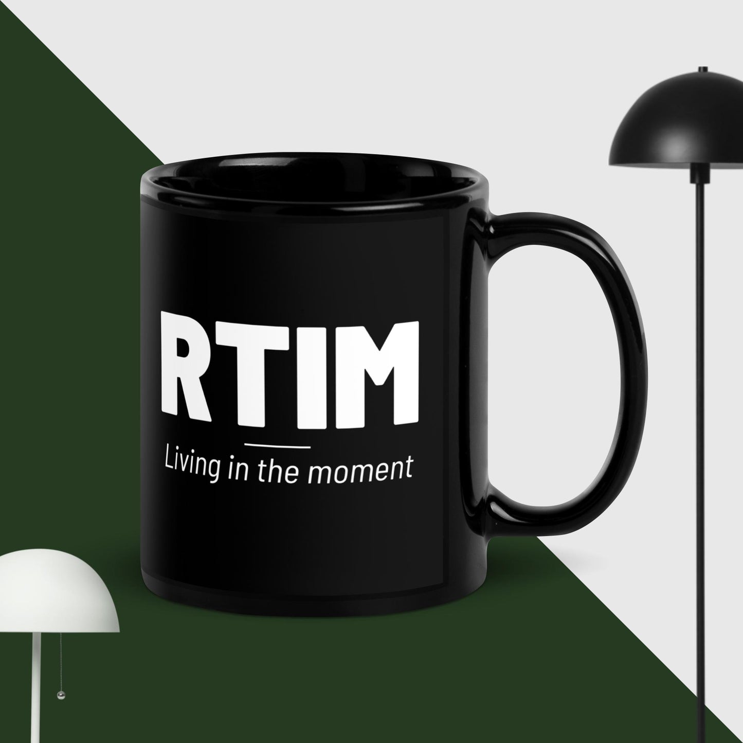 RTIM - Living in the Moment Black Glossy Mug
